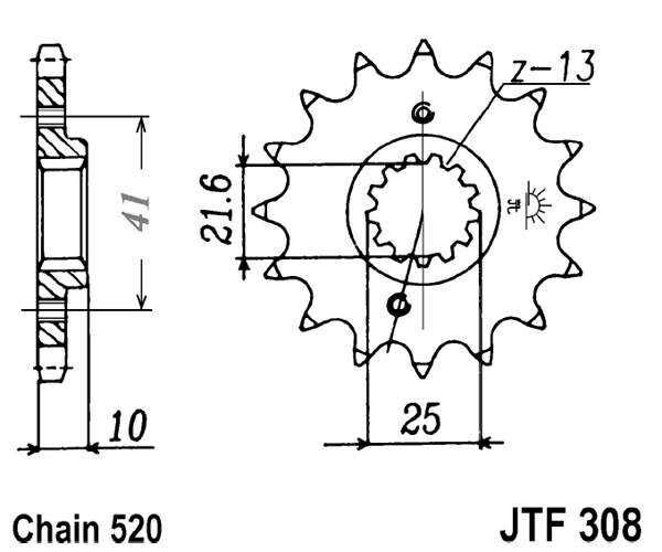 Obrázek produktu Řetězové kolečko JT 14 zubů, 520 pogumované JTF308.14RB