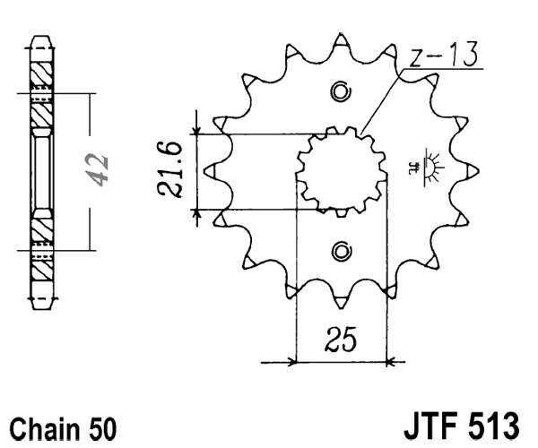 Obrázek produktu Řetězové kolečko JT 17 zubů, 530 pogumované