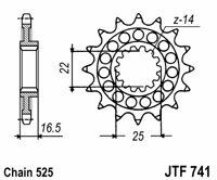 Obrázek produktu Řetězové kolečko JT 15 zubů, 525 pogumované
