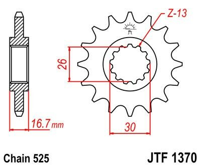Obrázek produktu Řetězové kolečko JT 15 zubů, 525
