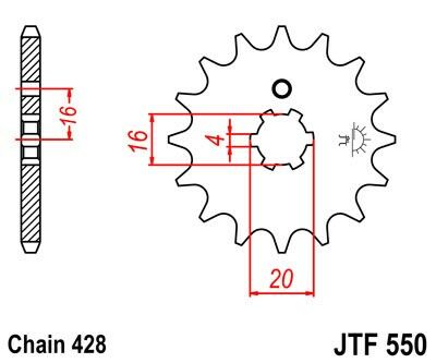 Obrázek produktu Řetězové kolečko JT JTF 550-16 16 zubů, 428 JTF550.16