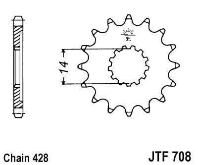 Obrázek produktu Řetězové kolečko JT JTF 708-13 13 zubů, 428