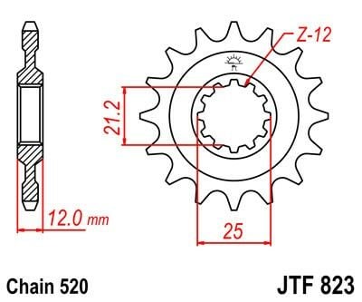 Obrázek produktu Řetězové kolečko JT 12 zubů, 520