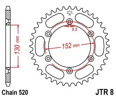 Obrázek produktu JT SPROCKETS Ocelové standardní zadní kolo 8 - 520 JTR8.48