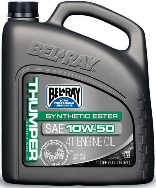 Motorový olej Bel-Ray THUMPER RACING WORKS SYNTHETIC ESTER 4T 10W-50 4 l 99550-B4LW