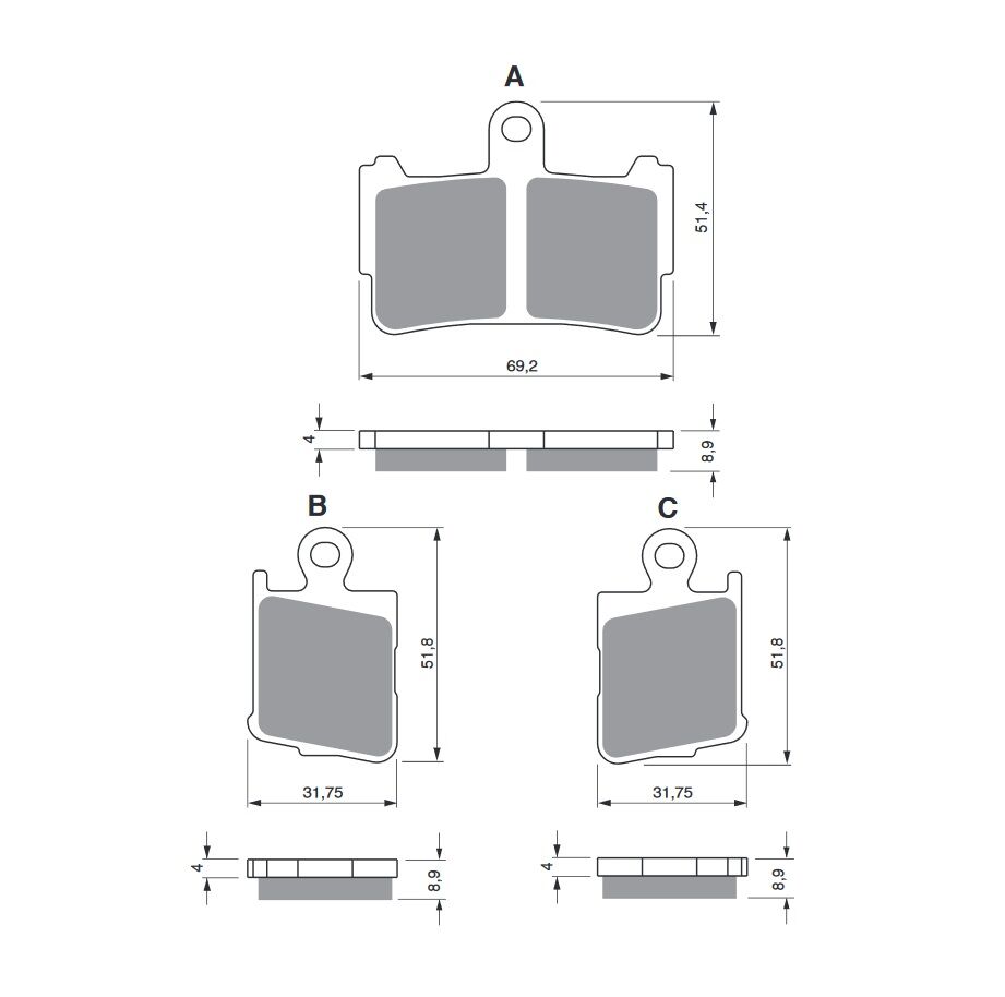 Obrázek produktu Brzdové destičky GOLDFREN S3 (1 set = 2pcs small/large)
