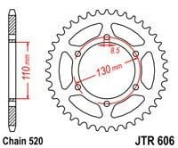 Obrázek produktu ocelová rozeta pro sekundární řetězy typu 520, JT - Anglie (43 zubů) JTR606.43