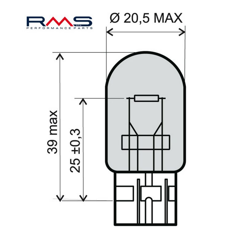 Obrázek produktu Žárovka RMS 12V 21/5W, T20 bílá 246510405