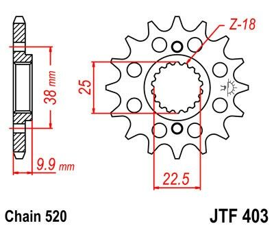 Obrázek produktu Řetězové kolečko JT JTF 403-14 14 zubů, 520 JTF403.14