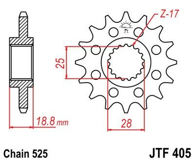 Obrázek produktu Řetězové kolečko JT 19 zubů, 525 JTF405.19