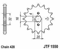 Obrázek produktu Řetězové kolečko JT JTF 1550-13 14 zubů, 428 JTF1550.13