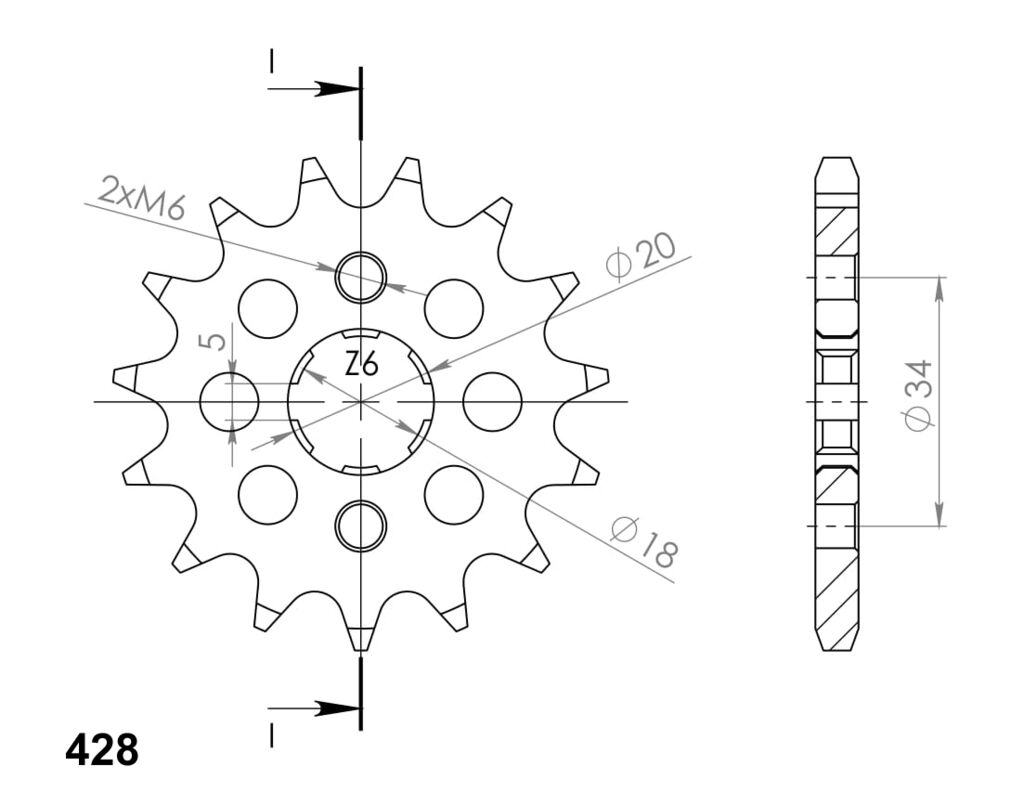 Obrázek produktu Řetězové kolečko SUPERSPROX 17 zubů, 428 CST-264:17.2