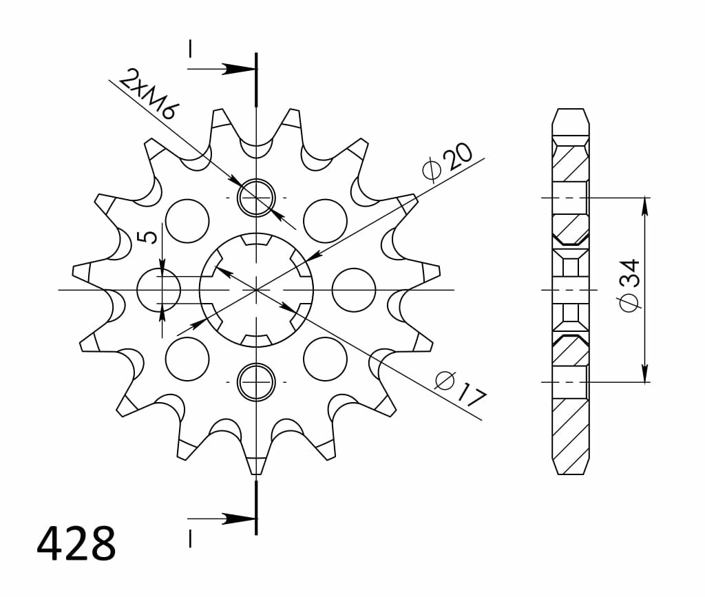 Obrázek produktu Řetězové kolečko SUPERSPROX 16 zubů, 428 CST-1264:16.1