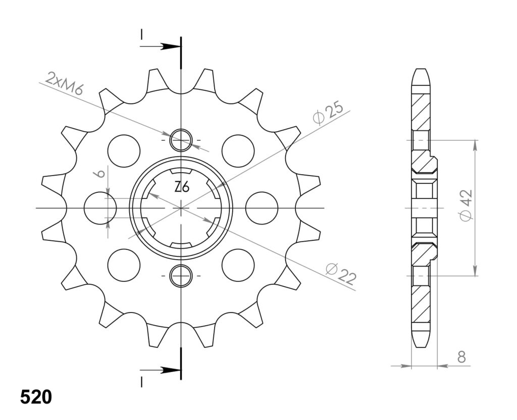 Obrázek produktu Řetězové kolečko SUPERSPROX 14 zubů, 520 CST-281:14.2