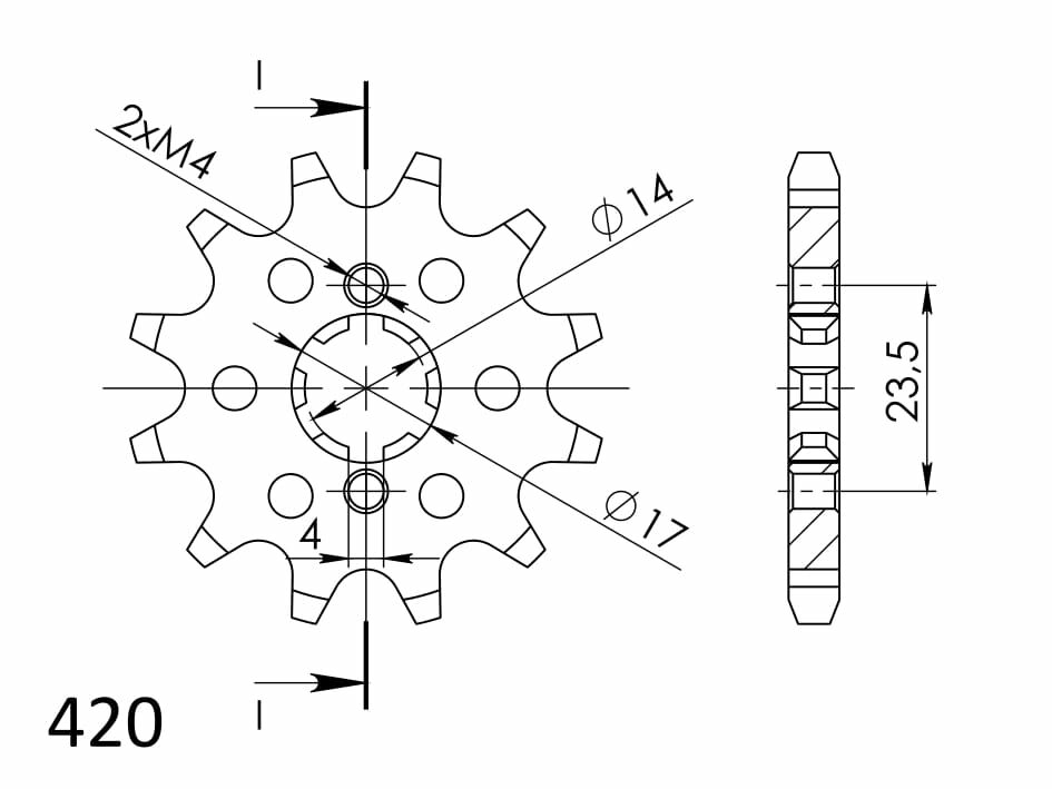 Obrázek produktu Řetězové kolečko SUPERSPROX 12 zubů, 420 CST-1128:12.2
