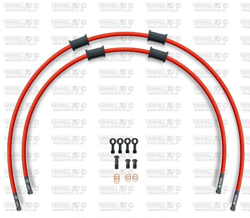 Obrázek produktu CROSSOVER Hadice přední brzdy sada Venhill POWERHOSEPLUS YAM-7016FB-RD (2 hadice v sadě) červené hadice, černé koncovky YAM-7016FB-RD