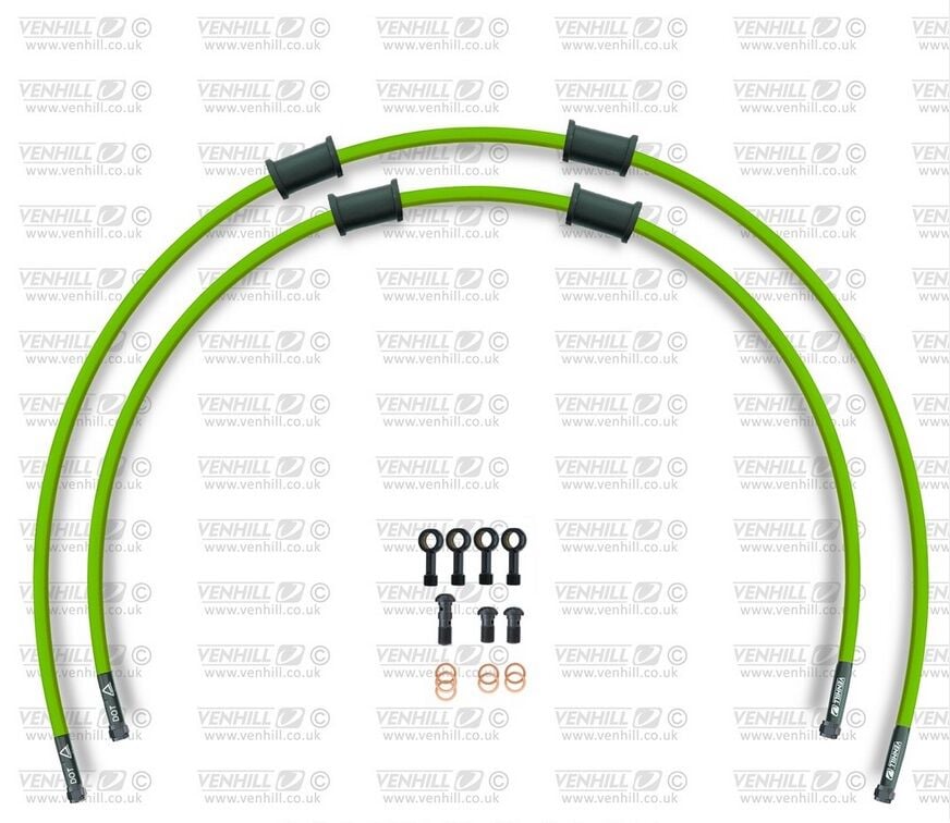 Obrázek produktu STANDARD Hadice přední brzdy sada Venhill POWERHOSEPLUS YAM-9002FB-GR (2 hadice v sadě) zelené hadice, černé koncovky YAM-9002FB-GR