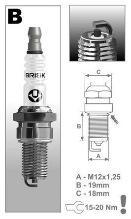 Obrázek produktu zapalovací svíčka B12C řada Super, BRISK - Česká Republika
