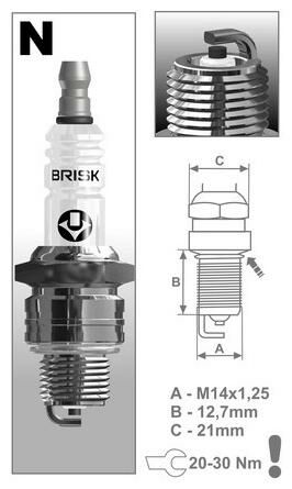 Obrázek produktu zapalovací svíčka NR14C řada Super, BRISK - Česká Republika