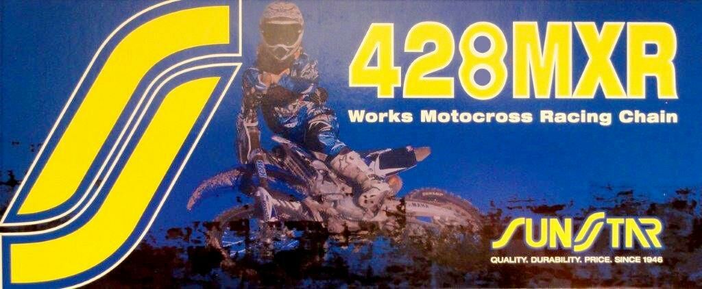 Obrázek produktu řetěz 428MXR, SUNSTAR (bezkroužek, barva zlatá, 136 článků)