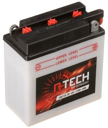Obrázek produktu baterie 6V, 6N11A-1B, 11Ah 80A, konvenční 122x62x131 A-TECH (vč. balení elektrolytu) 550501