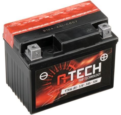Obrázek produktu baterie 12V, YTX4L-BS, 3Ah, 50A, bezúdržbová MF AGM 114x71x86,  A-TECH (vč. balení elektrolytu)