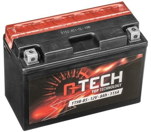 Obrázek produktu baterie 12V, YT9B-BS, 8Ah, 115A, bezúdržbová MF AGM 150x70x105, A-TECH (vč. balení elektrolytu) 550627