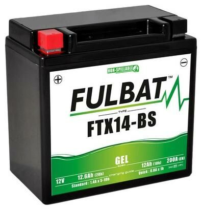 Obrázek produktu baterie 12V, YTX14-BS GEL, 12,6Ah, 200A, bezúdržbová GEL technologie 150x87x145, FULBAT (aktivovaná ve výrobě) 550923