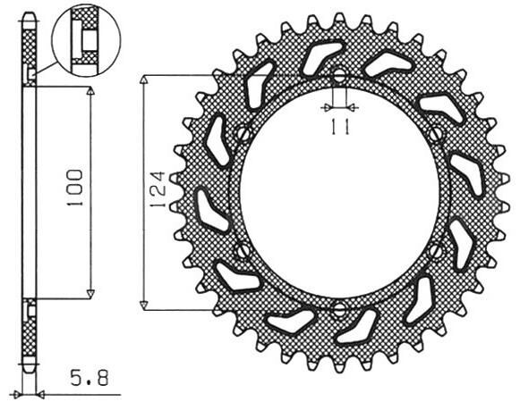 Obrázek produktu ocelová rozeta pro sekundární řetězy typu 520, SUNSTAR (41 zubů)