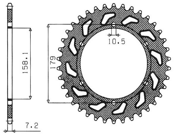 Obrázek produktu ocelová rozeta pro sekundární řetězy typu 525, SUNSTAR (45 zubů)