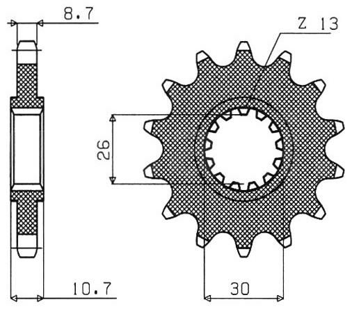 Obrázek produktu řetězové kolečko pro sekundární řetězy typu 530, SUNSTAR (16 zubů) 51716