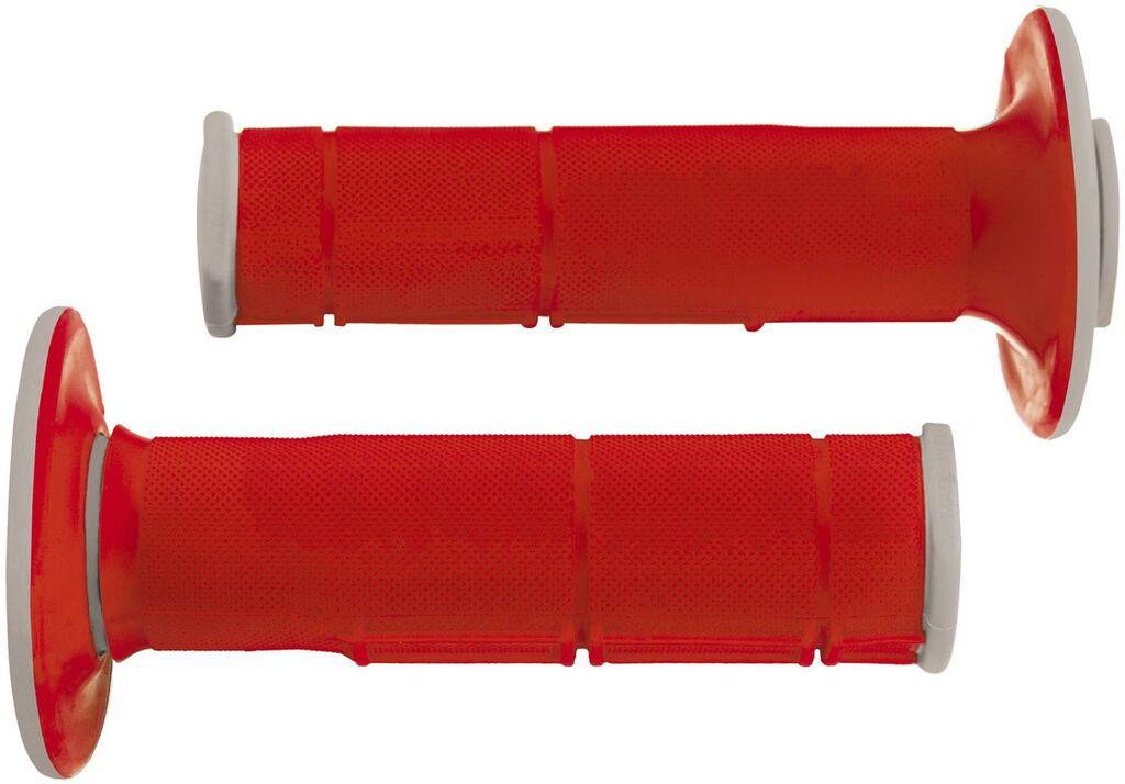 Obrázek produktu gripy Racing (dvouvrstvé, měkké), RTECH (červeno-šedé, pár, délka 116 mm) R-MPRGRRS0015