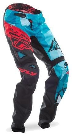 Obrázek produktu kalhoty cyklistické MTB, FLY RACING (černá/modrozelená/červená) 370-029