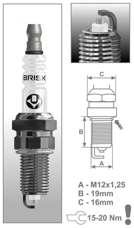 Obrázek produktu zapalovací svíčka BR12YS-9 řada Silver, BRISK - Česká Republika