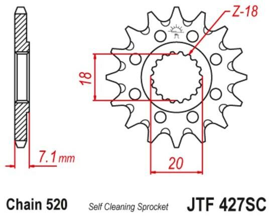 Obrázek produktu JT SPROCKETS Ocelové samočisticí přední kolo 427 - 520