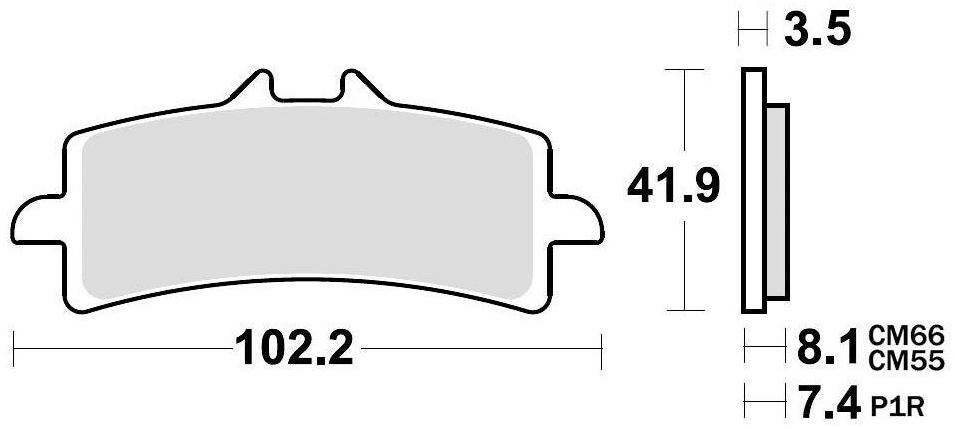 brzdové destičky, BRAKING (semi metalická směs CM66) 2 ks v balení DUCATI Multistrada 1260 S ABS/D-Air 2018-2020