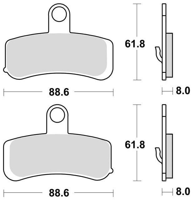brzdové destičky, BRAKING (sinterová směs CM77) 2 ks v balení HARLEY DAVIDSON FLD 1690 Dyna Switchback ABS 2012-2014