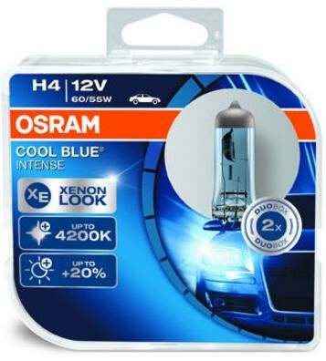 Obrázek produktu žárovky H4 60/55W (patice P43t) OSRAM COOL BLUE INTENSE (2 ks v boxu) 64193CBI-HCB