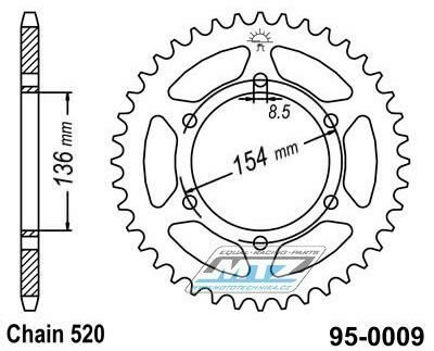 Obrázek produktu Rozeta ocelová (převodník) 0009-47zubů MTZ - BMW 650 Xchallenge / 07-08 + 650 Xcountry / 07-08 95-0009-47