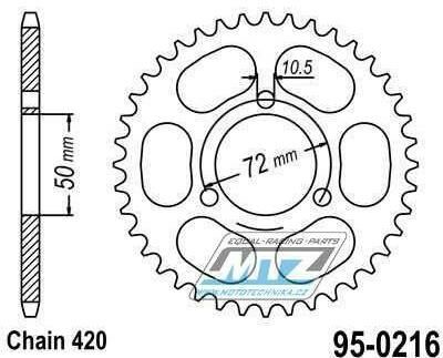 Obrázek produktu Rozeta ocelová (převodník) 0216-38zubů ESJOT 50-13004-38 - Honda NSR50 + NSR75 + NSR80 95-0216-38-ES