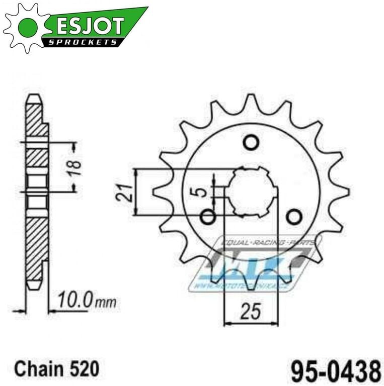 Obrázek produktu Kolečko řetězové (pastorek) 0438-15zubů ESJOT 50-32031-15 - Suzuki DR750S Big + DR800S Big 95-0438-15-ES