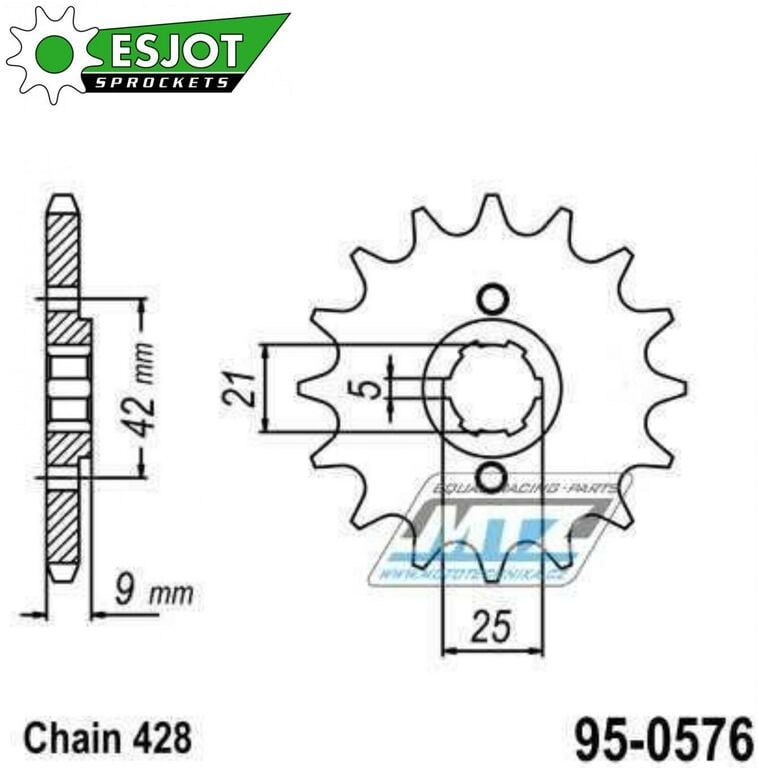 Obrázek produktu Kolečko řetězové (pastorek) 0576-19zubů ESJOT 50-15010-19 - Yamaha XT350 (ej-50-15010-19) 95-0576-19-ES