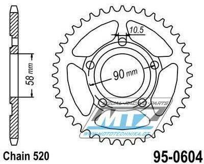 Obrázek produktu Rozeta ocelová (převodník) 0604-40zubů MTZ - Honda CRM125 + NSR125RK + NSR125R-R + NSR125R + Gilera 125MX + 125R + 125SP + 125 Crono + 125XR 95-0604-40