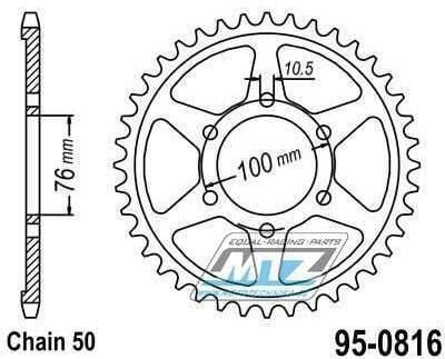 Obrázek produktu Rozeta ocelová (převodník) 0816-49zubů MTZ - Suzuki GS550 + GR650 + GS650 + GT750 + GSF1200 Bandit + GSX400 + GSX550 + GSX750 + GSX1100 + GSXR750 + GSXR1100 + RF900R 95-0816-49