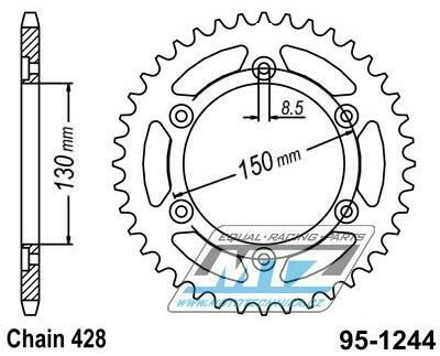 Obrázek produktu Rozeta ocelová (převodník) 1244-54zubů MTZ - Honda VTR250 Interceptor (USA) / 89-90 + CBR250 RR (Japan) / 90-00 + CBR250 R (Japan) + VT250 FL Spada / 89-90 95-1244-54