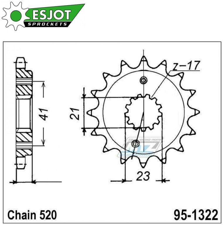 Obrázek produktu Kolečko řetězové (pastorek) 1322-14zubů ESJOT 50-32078-14 - Honda CRM250 + TRX400 EX Sportrax + XR400R 95-1322-14-ES