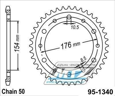 Obrázek produktu Rozeta ocelová (převodník) 1340-44zubů MTZ - Honda CB1000R / 08-16 + VFR750F Interceptor / 90-97 + VFR750F / 90-98 + VFR800F / 98-01 + VFR800F Interceptor VTEC / 02-13 + VFR800X Crossrunner / 11-14