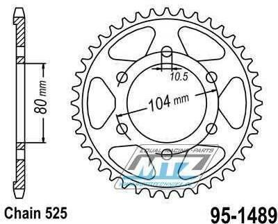 Obrázek produktu Rozeta ocelová (převodník) 1489-42zubů MTZ - Kawasaki KLZ1000 Versys + Z900+Z900RS + Z1000+Z1000SX+ZR1000+Z1000H2 + ZX6R Ninja+ZX7R Ninja+ZX9R Ninja+ZX10R Ninja + ZX1000 Ninja + ZZR600+ZX600