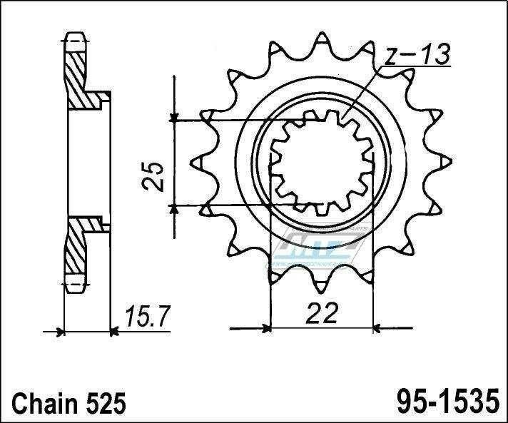 Obrázek produktu Kolečko řetězové (pastorek) 1535-14zubů MTZ - Kawasaki ZZR600 + ZX6R Ninja