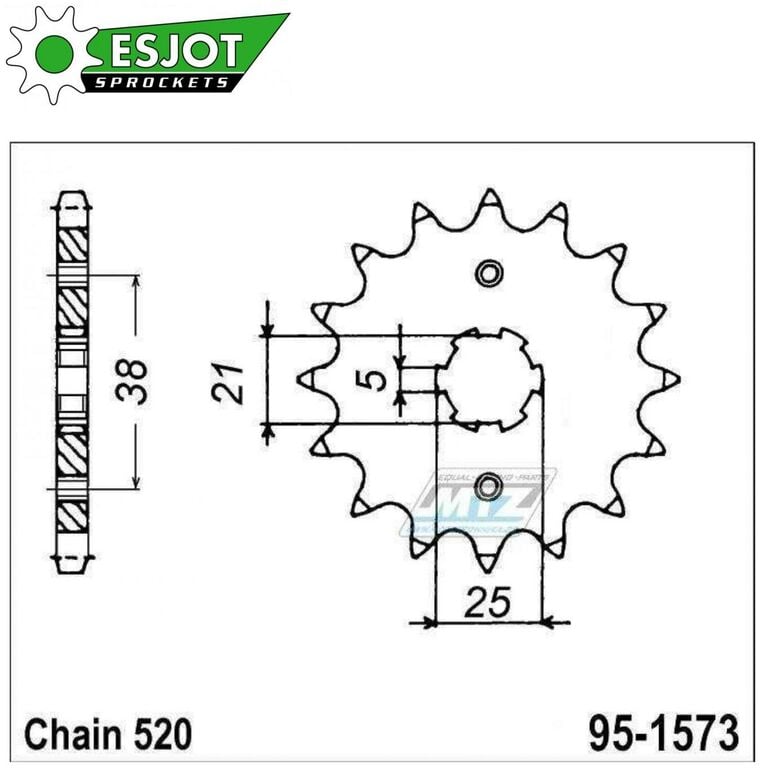 Obrázek produktu Kolečko řetězové (pastorek) 1573-13zubů ESJOT 50-32064-13 - Yamaha XV125 Virago / 97-01